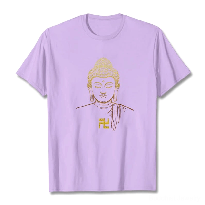 White cotton Buddha spiritual tee back view design placement
