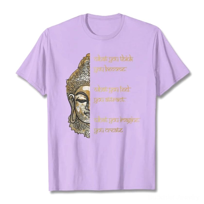 Black Buddha affirmation t-shirt overhead flat lay with gold printed positive thinking quote