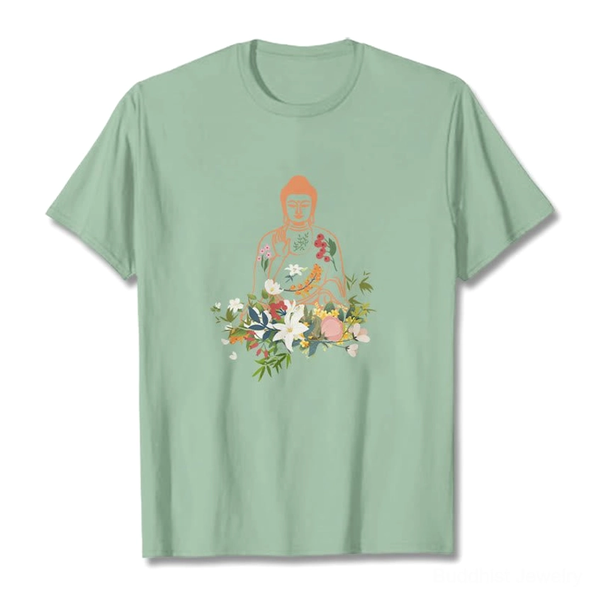 Buddha meditation floral design t-shirt available multiple colors - spiritual fashion collection