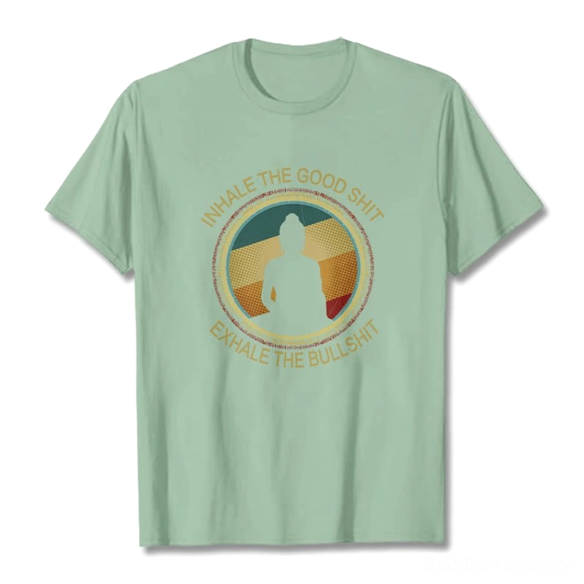 Buddhist meditation t-shirt side seam detail showing construction quality and handcrafted detail
