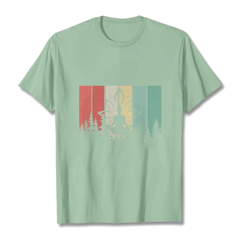 Buddhist spiritual t-shirt texture and fabric quality showing soft 100 percent cotton weave close-up