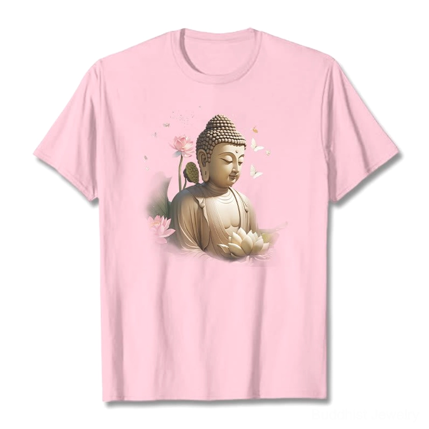 Buddhist spiritual tee fabric detail and material quality