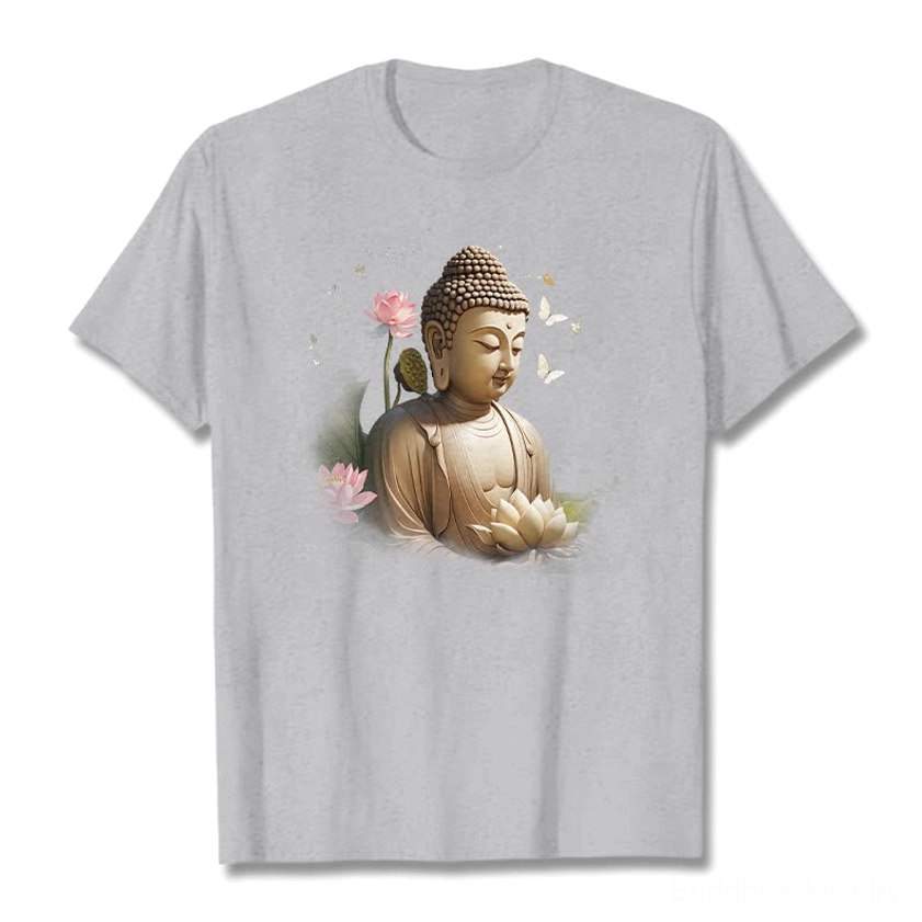 Buddha meditation t-shirt light grey color male model fit