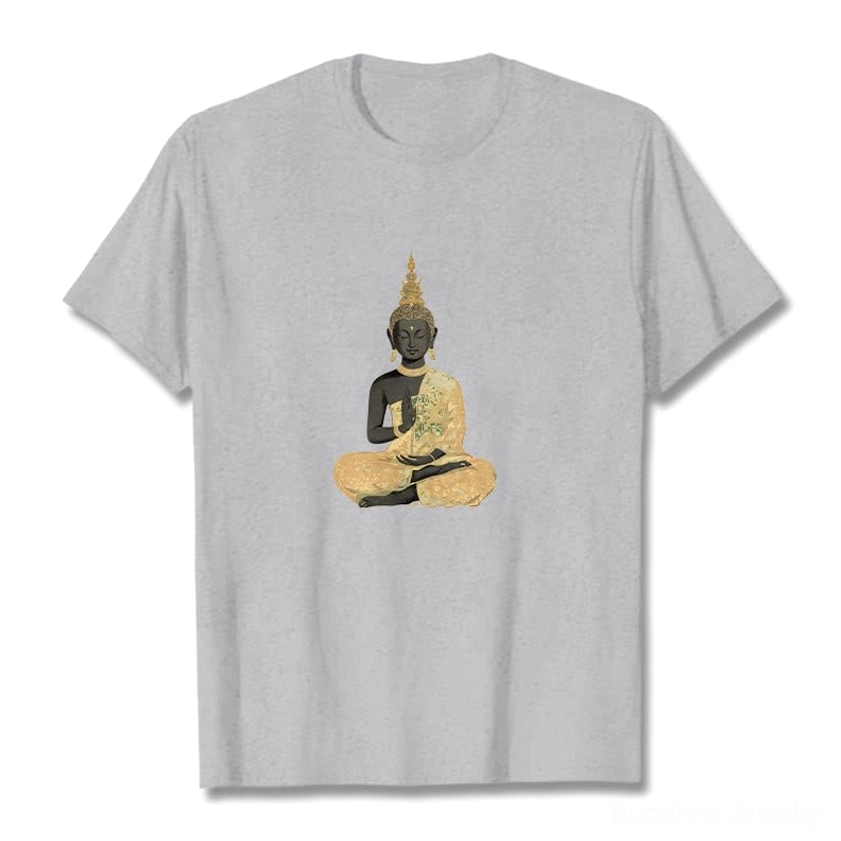 Buddhist mindfulness cotton tee with meditation Buddha print premium quality