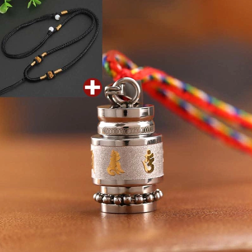 Om Mani Padme Hum wisdom amulet pendant gold and silver finish options comparison