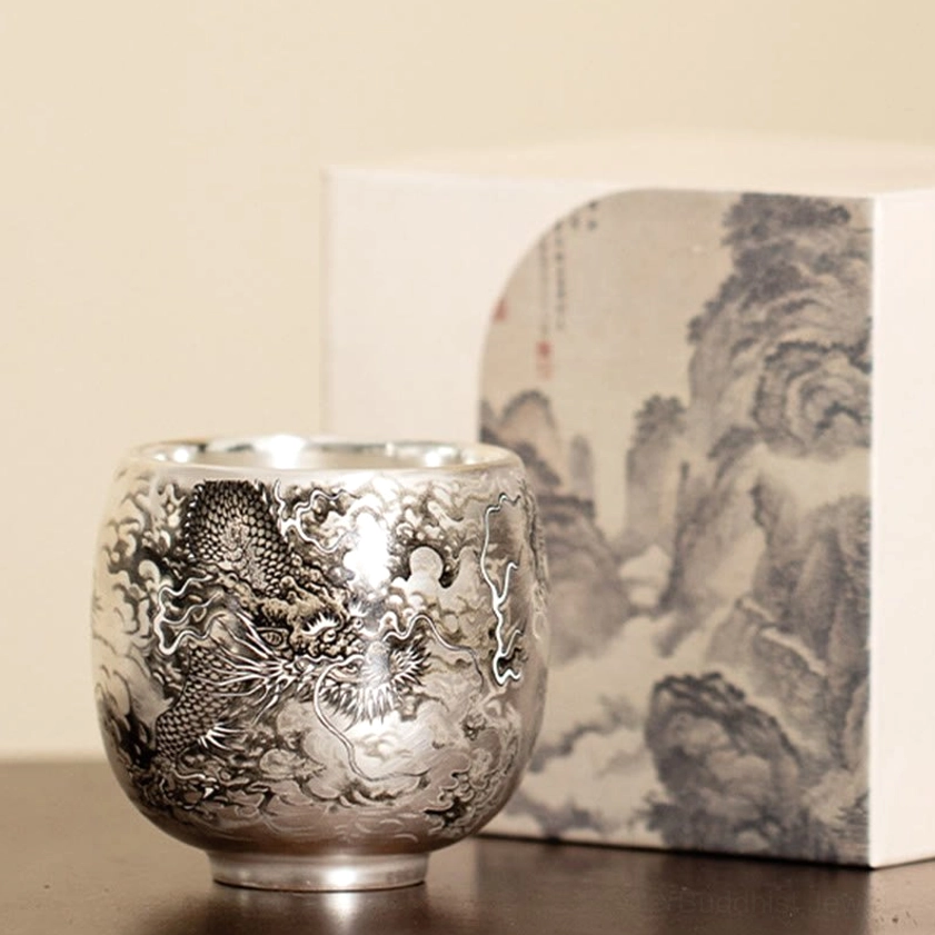 Buddhist auspicious dragon 120ml kung fu tea cup handcrafted ceramic power wisdom protection