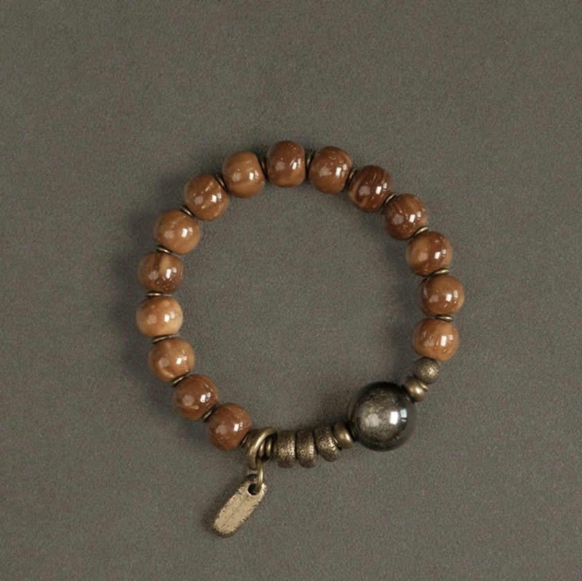 Buddhist prosperity bracelet 8mm bead size natural stone materials