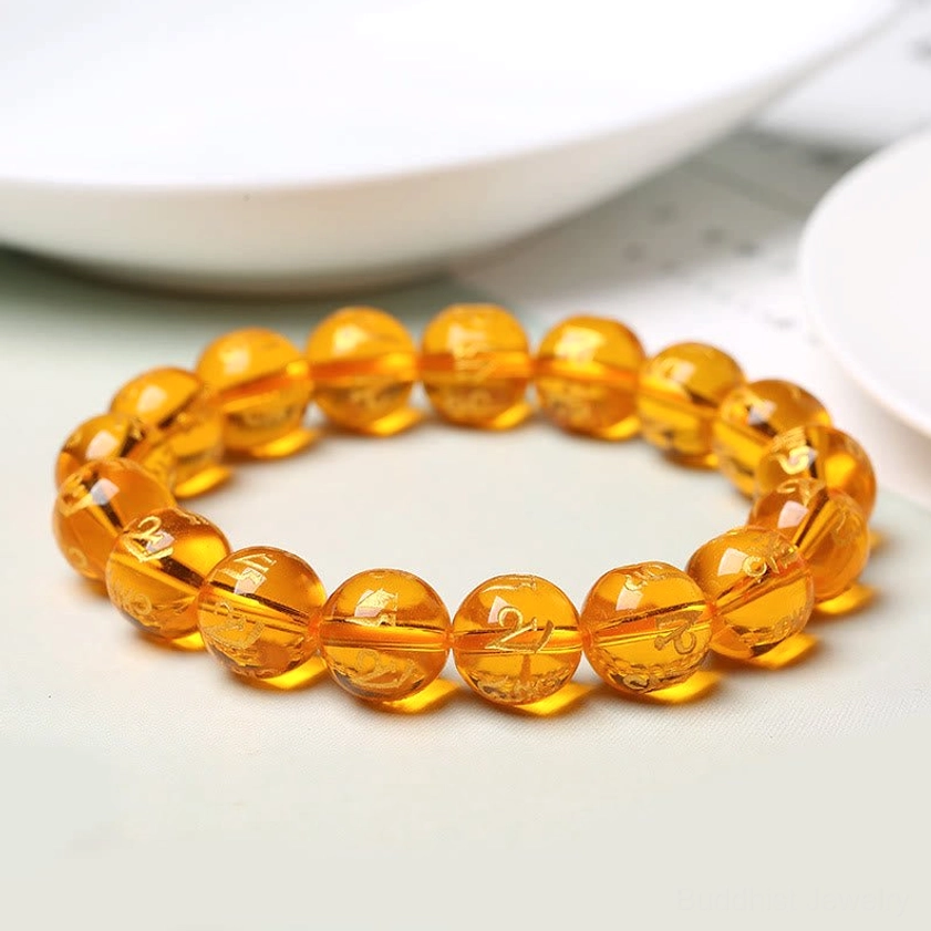 Spiritual gift presentation of Om Mani Padme Hum meditation bracelet in elegant packaging