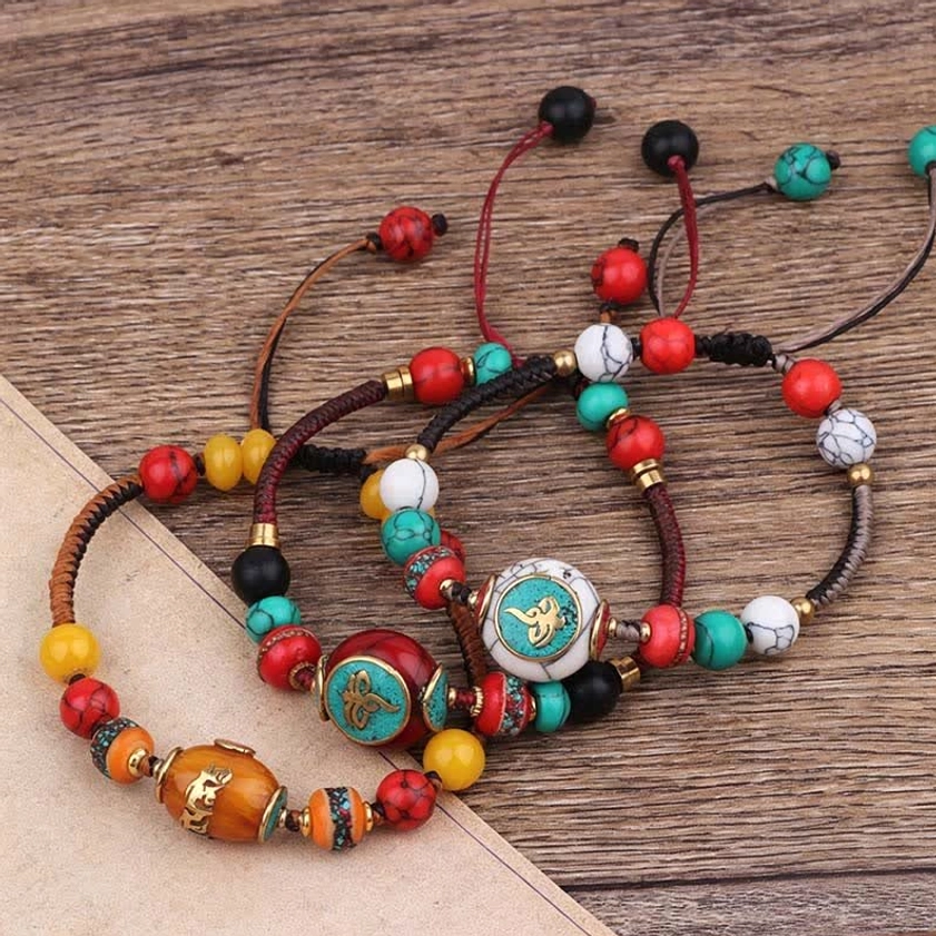 Buddhist bracelet packaging and presentation, handcrafted spiritual jewelry gift