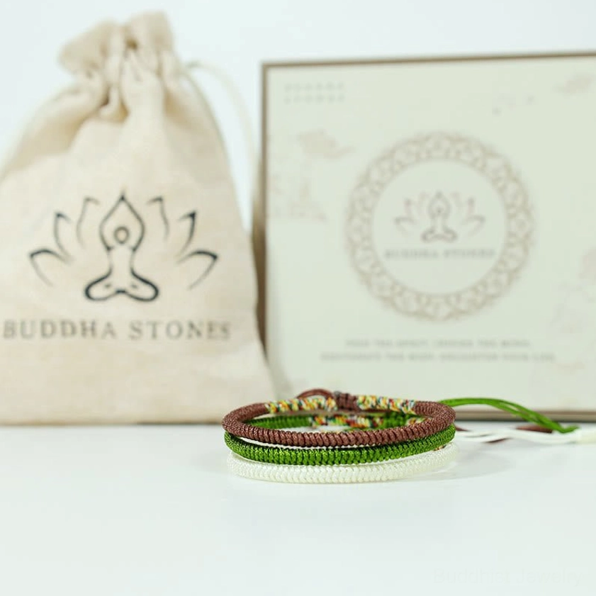 Buddhist King Kong Knot bracelet gift set with Buddha Stones brand packaging and presentation pouch