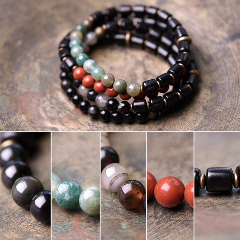 Complete Buddhist bracelet size guide showing circumference measurements in centimeters and inches for perfect fit