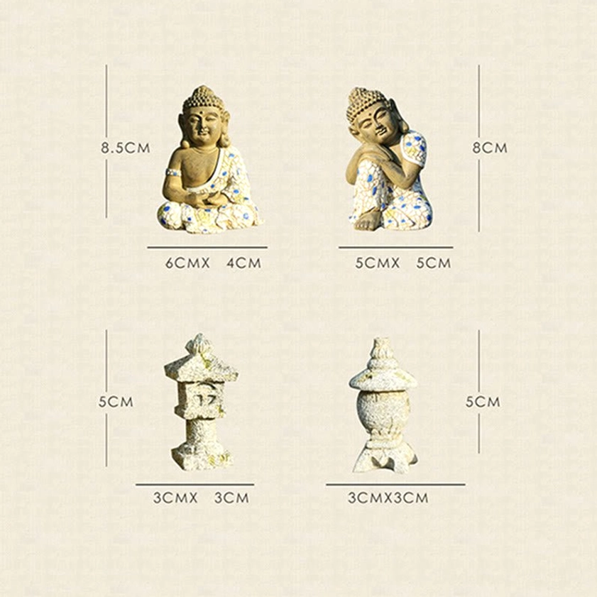 Buddhist resin Buddha statue collection gift set, complete mindfulness and meditation home decor package