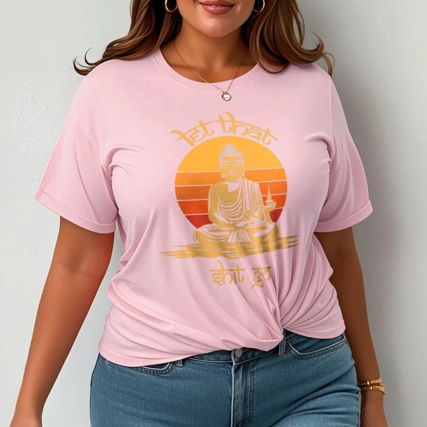 Light cyan Let That Shit Go Buddhist mindfulness t-shirt front upper body casual wear
