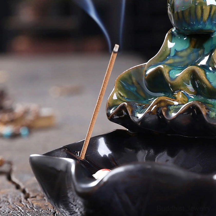 Buddhist ceramic backflow incense burner meditation room decor