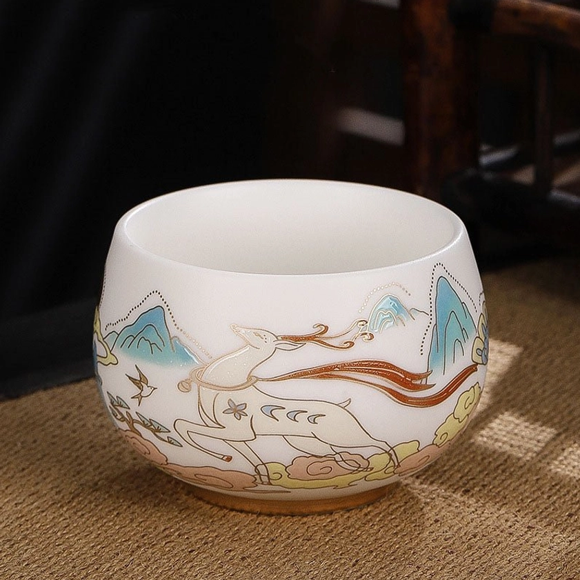Handcrafted lotus flower ceramic gongfu tea cup representing spiritual awakening and enlightenment