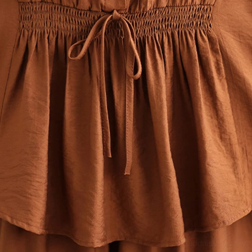 Elastic waist and drawstring meditation pants - peplum hem detail showing comfort design for spiritual practice