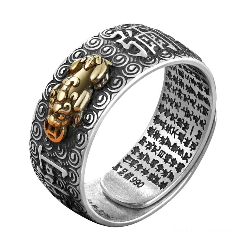 Adjustable Buddhist copper ring with sacred Buddha engraving and handmade craftsmanship