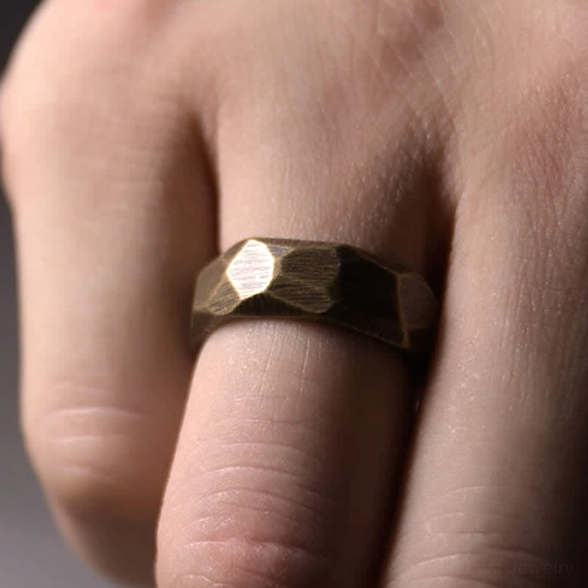 Buddhist copper wealth ring showing adjustable open design from multiple angles