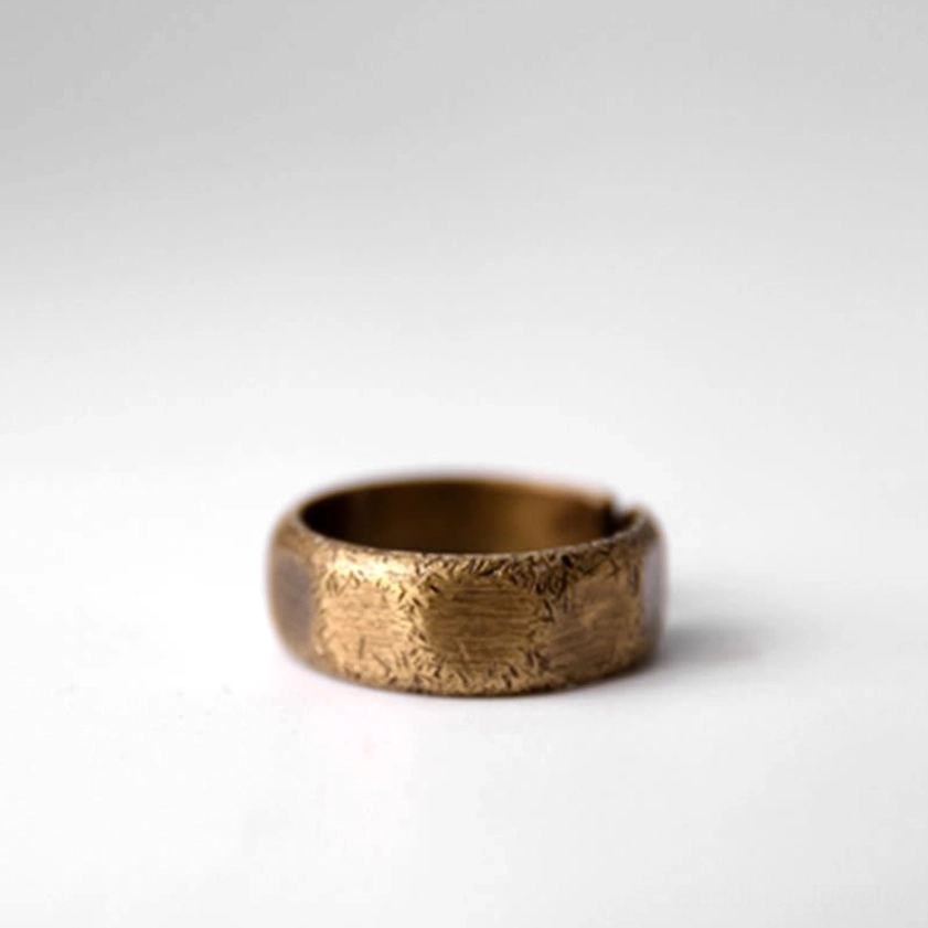 Frosted copper brass Buddhist wealth ring natural material eco-friendly sustainable jewelry