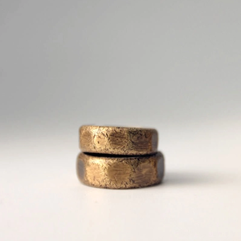 Frosted copper brass Buddhist wealth ring adjustable cuff showing spiritual energy conductive properties