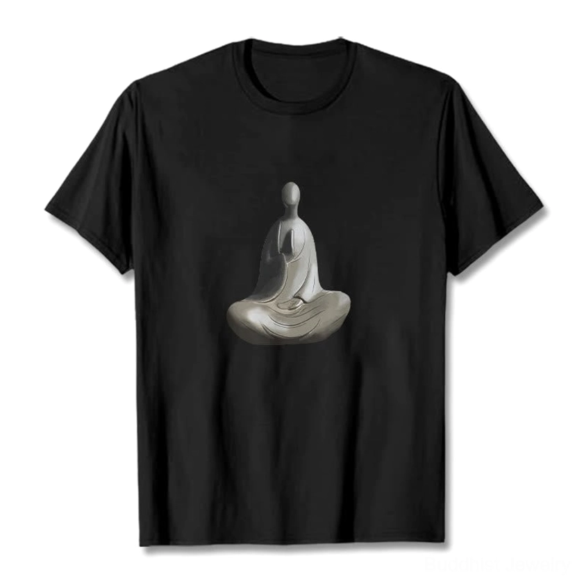 Buddhist mindfulness t-shirt styled for yoga meditation and spiritual practice wear
