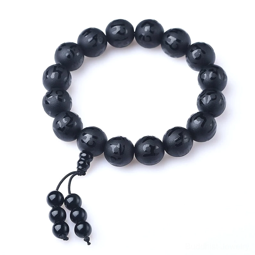 Buddhist white crystal and onyx bracelet gift box premium handmade spiritual present