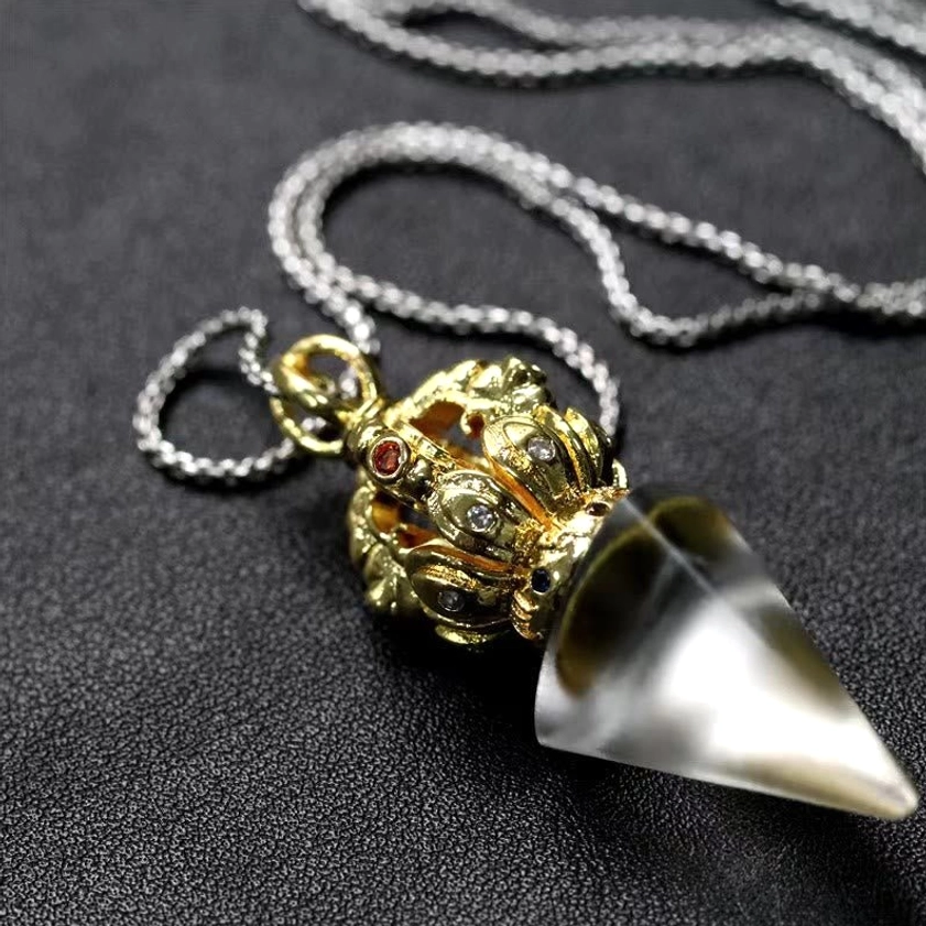 Buddhist Dorje Vajra necklace - liuli crystal pendant for spiritual awakening and transformation