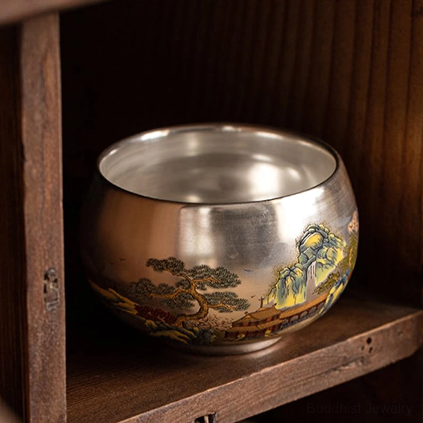 Buddhist fish tea cup 160ml freedom awakening liberation handcrafted ceramic design