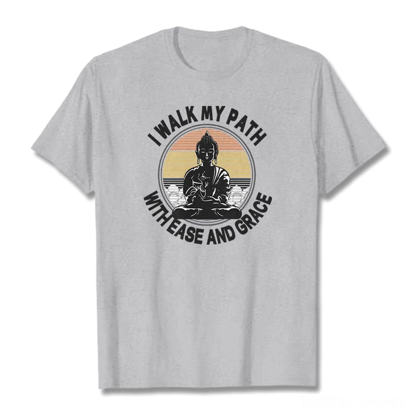 Light grey Buddhist ease and grace graphic t-shirt premium cotton unisex fit comfort wear