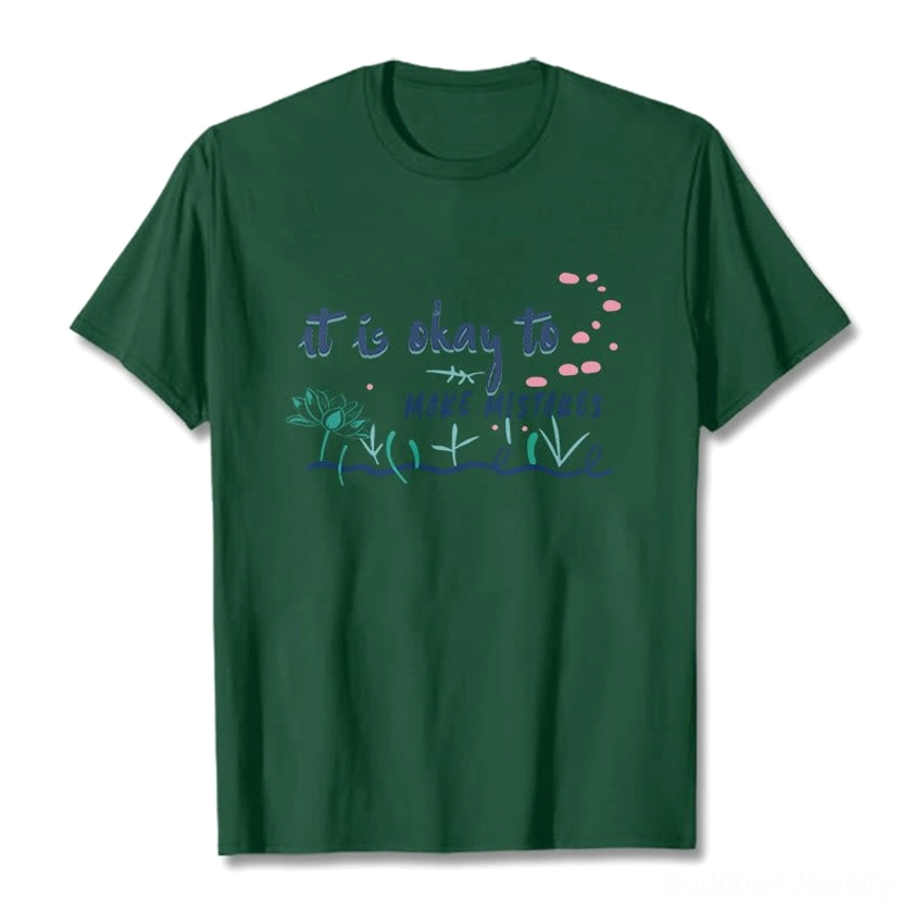 Plum colored it's okay to make mistakes Buddhist wisdom tee flat lay front view