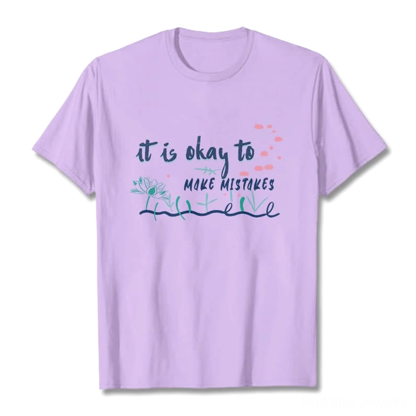 Plum it's okay to make mistakes Buddhist tee on model lifestyle shot