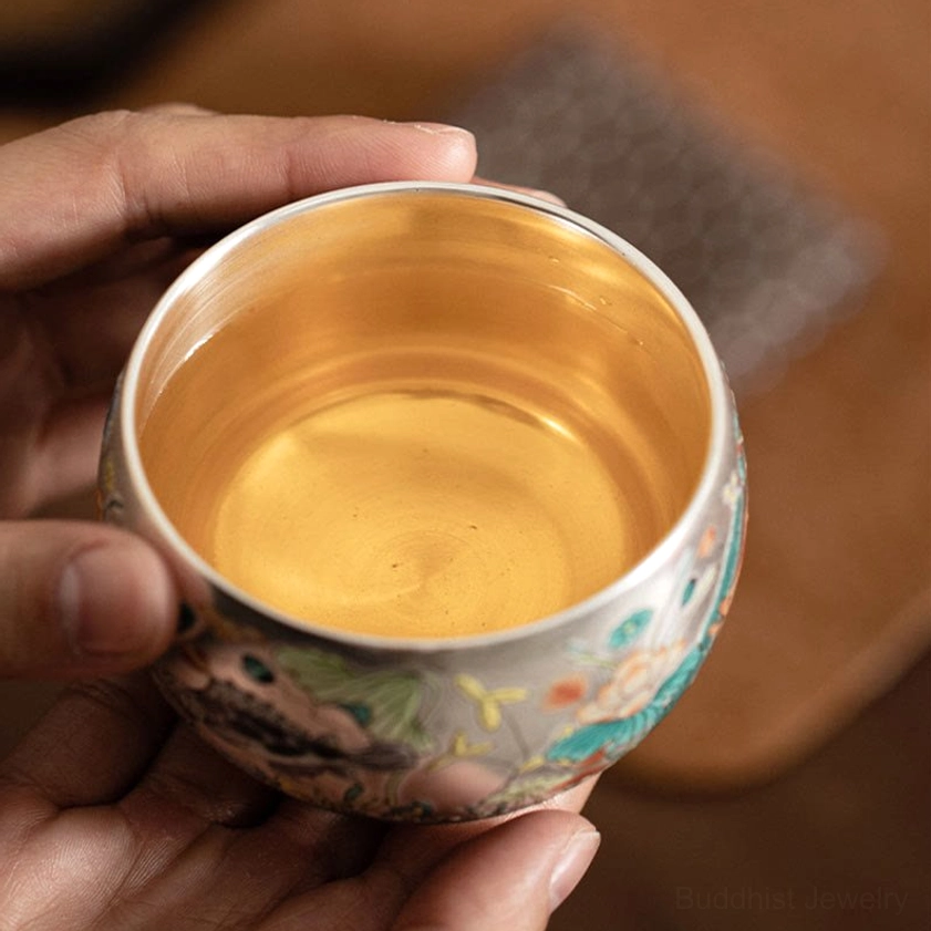Buddhist green mountains tea cup 150ml stability grounding spiritual elevation handcrafted ceramic
