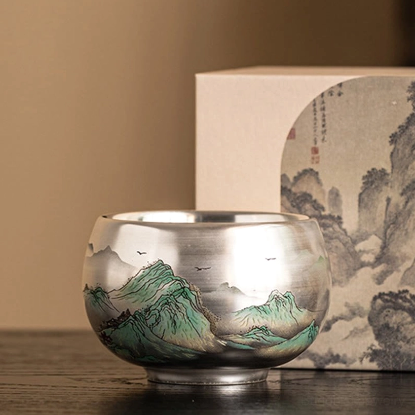 Buddhist green mountains 150ml tea cup stability grounding elevation handcrafted design