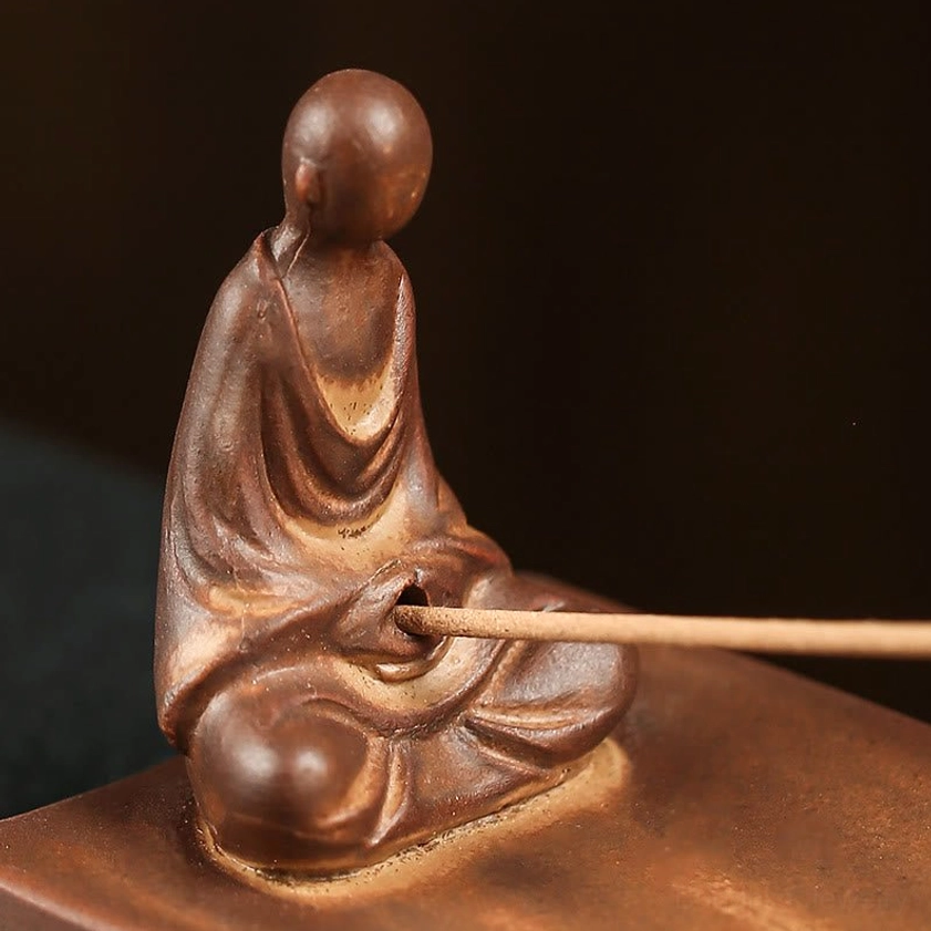 Sacred incense burner with natural ceramic finish, mindful meditation decoration piece