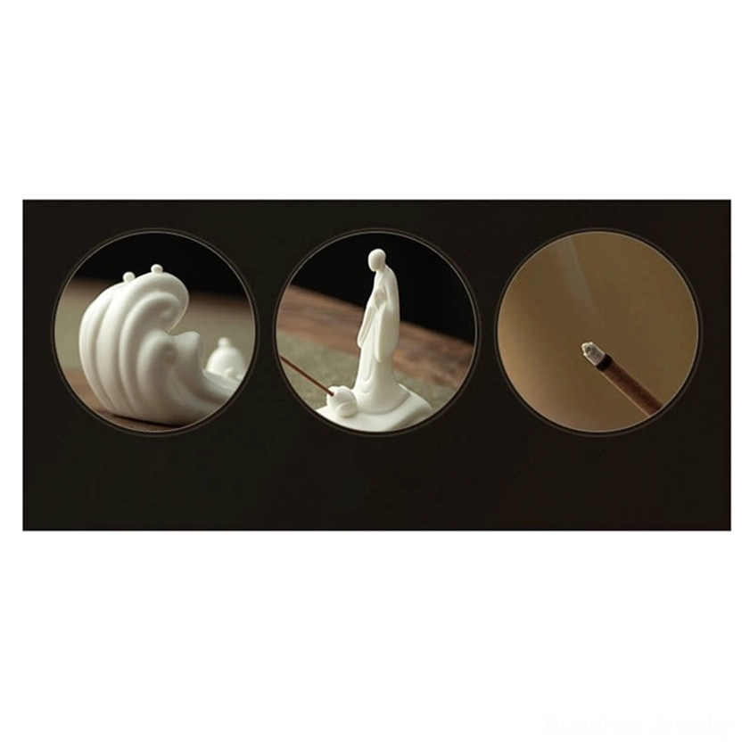 Buddhist ceramic incense burner bottom view showing authentic handcrafted construction