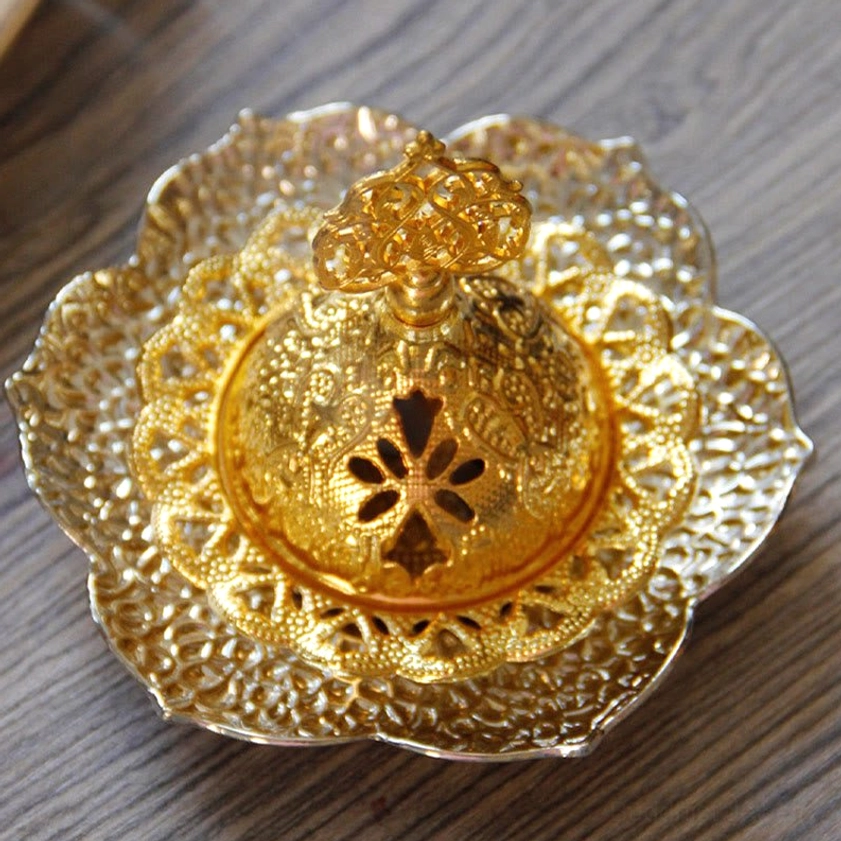 Buddhist incense holder complete set showing all components and assembly for daily spiritual practice