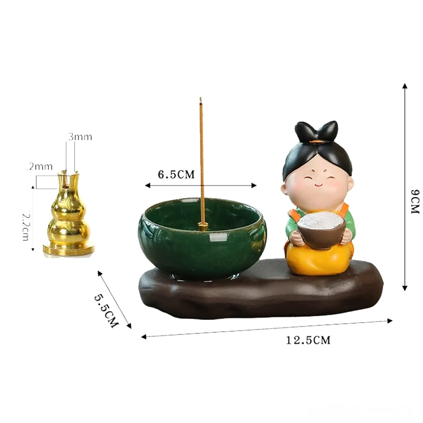 Tang Dynasty lady ceramic incense burner as decorative art piece for home altar or spiritual space, symbolizing gratitude and abundance