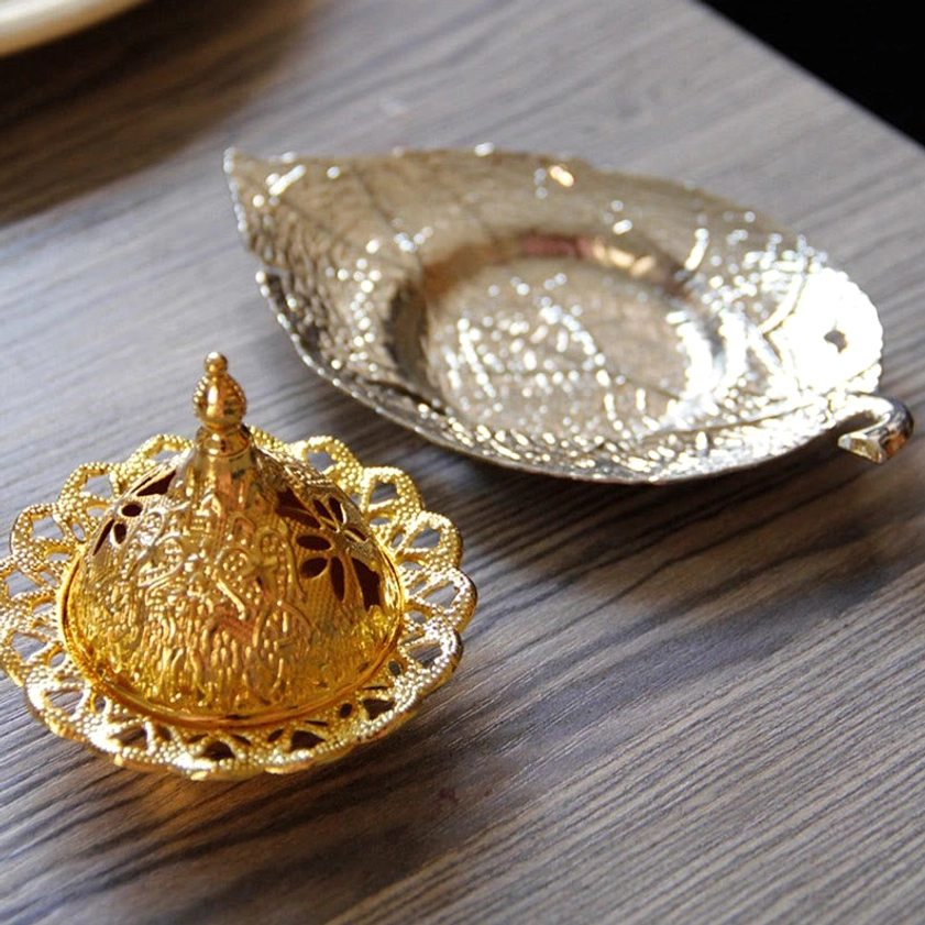 Buddhist incense holder set up for yoga room or meditation practice environment