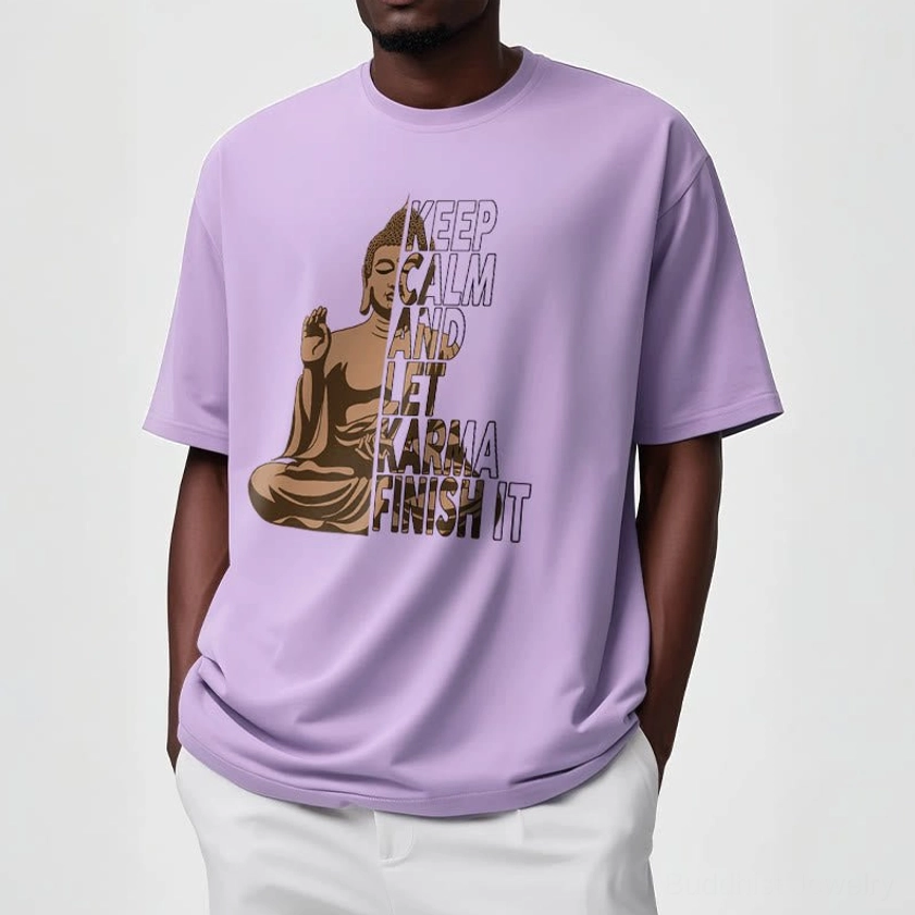 Buddhist karma inspired tee showcase spiritual graphic design and messaging