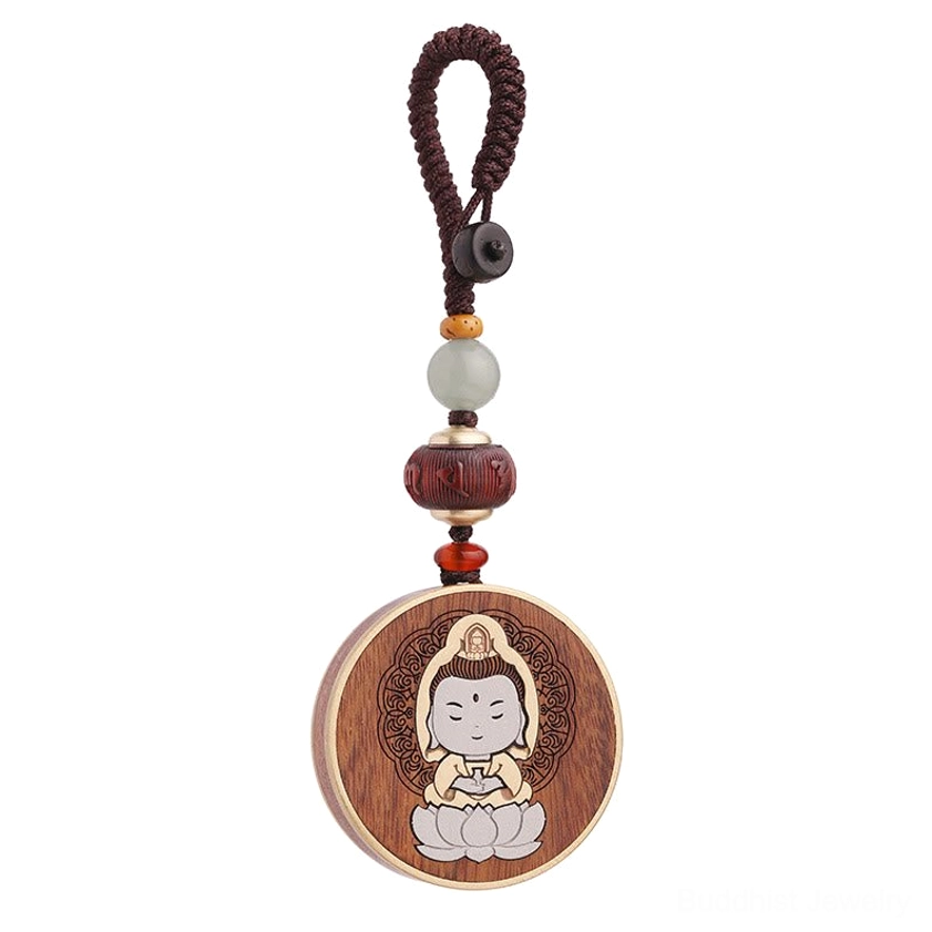 Buddhist keychain with beaded lanyard perfect for bag and key attachment