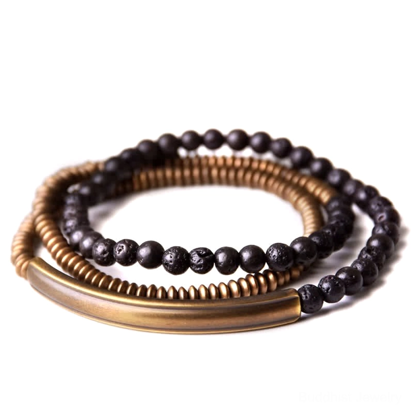 Buddhist-inspired lava rock copper grounding bracelet for chakra alignment mindfulness and spiritual wellness practices