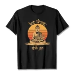 Let That Shit Go Buddhist mindfulness graphic tee front flat lay white background black cotton unisex t-shirt