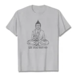 Buddhist let that shit go graphic tee flat lay front view heather grey cotton