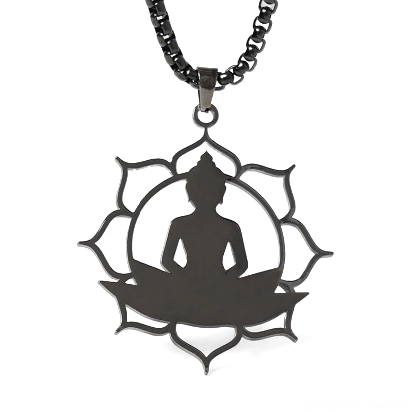 Buddhist lotus buddha pendant necklace for meditation mindfulness spiritual