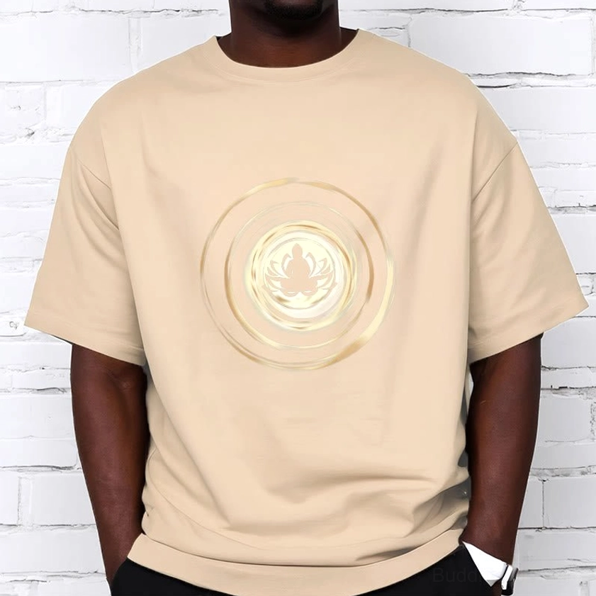 Buddha lotus spiritual t-shirt color variations - black white grey cyan beige