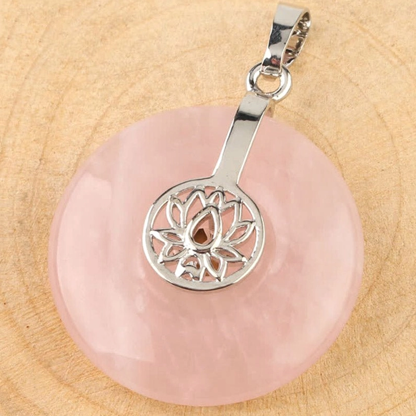 Buddhist lotus pendant necklace collection - multiple gemstone variants displayed together