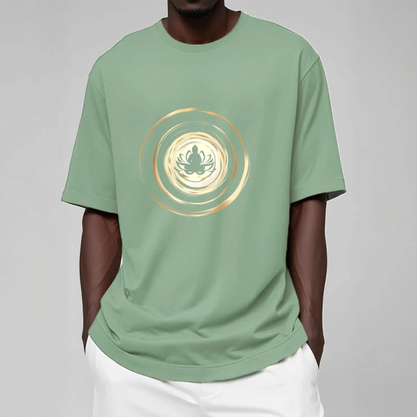 Buddha lotus t-shirt care instructions and eco-friendly natural cotton material