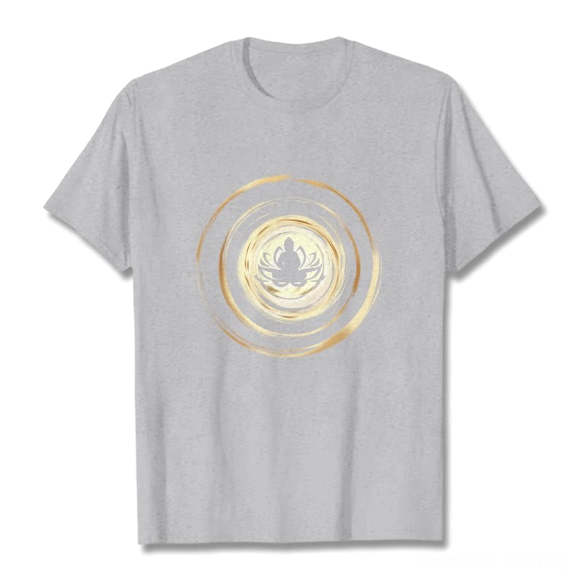 Light grey Buddha lotus cotton t-shirt versatile color for casual wear