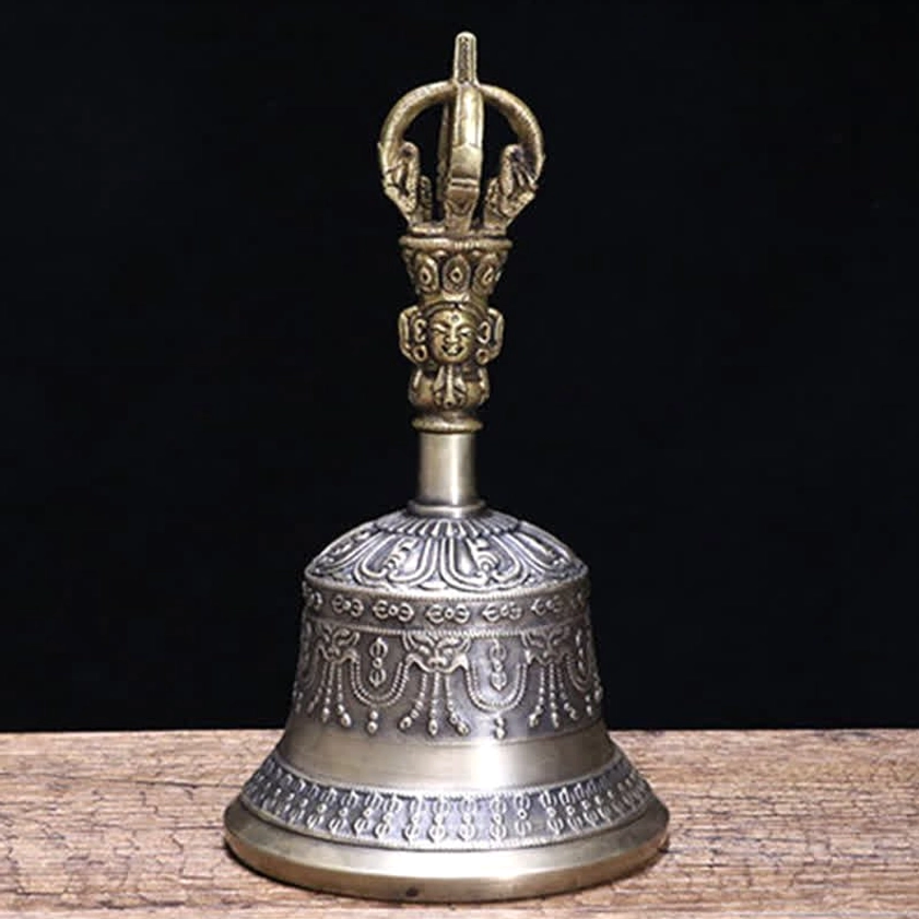 Buddhist meditation bell and vajra dorje set handmade copper ritual instruments for spiritual practice and meditation