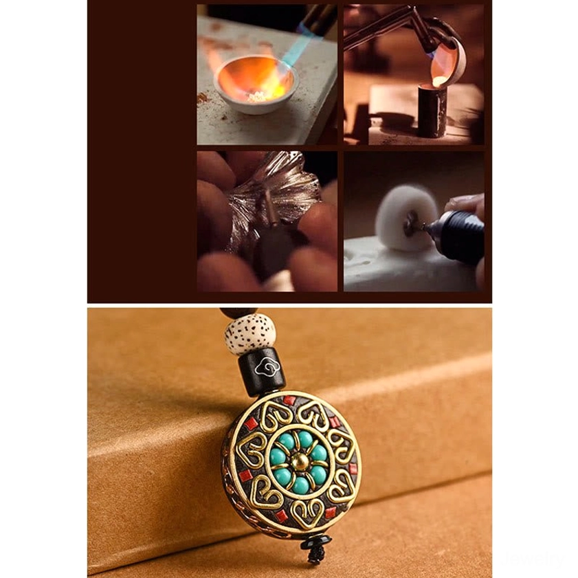 Buddhist meditation keychain with natural Bodhi seed beads and protective spiritual charm pendant